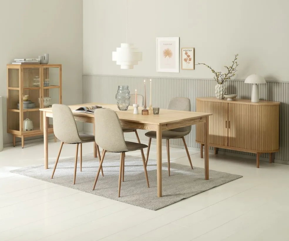 MARSTRUP D190/280 stół dąb + 4 BISTRUP krzesła piaskowy
