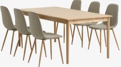 MARSTRUP D190/280 stół dąb + 4 BISTRUP krzesła piaskowy