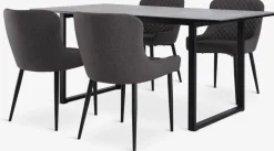 MOSELUND D180 stół ceramika + 4 PEBRINGE szary/czarny