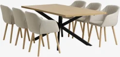 NORTOFT D200 stół dąb + 4 ADSLEV krzesła beżowy tkanina