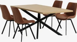 NORTOFT D200 stół dąb + 4 HYGUM krzesło koniak