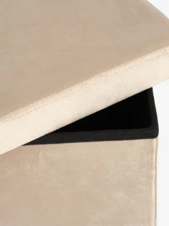 Pufa AUNING 38x38 ze schowkiem ciemnopiaskowy aksamit