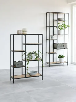 Regał TRAPPEDAL 5 półek dąb/czarny