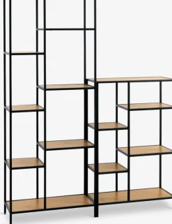 Regał TRAPPEDAL 7 półek dąb/czarny