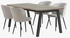 SKOVLUNDE D200 ciemny dąb + 4 RISSKOV jasnoszary/czarny