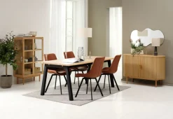 SKOVLUNDE D200 stół natural dąb+4 HYGUM krzesła koniak