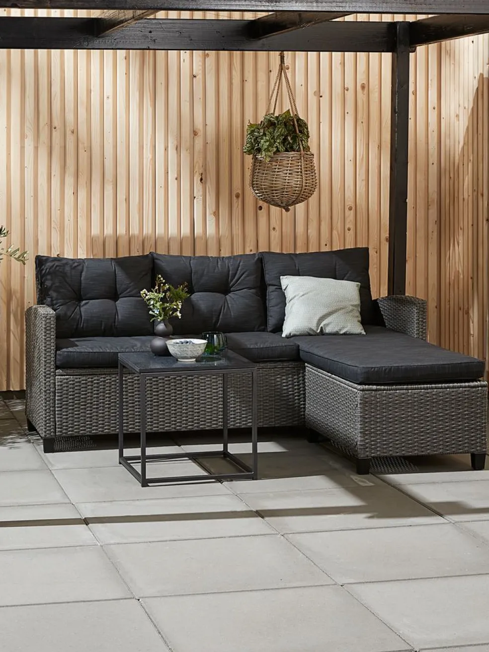 Sofa wypoczynkowa MORA szezlong 3-miejscowy szary
