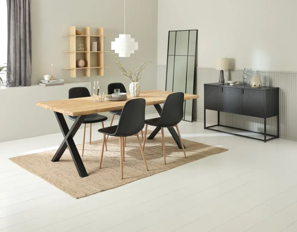 Stół ROSKILDE/ROSLEV 95x200 naturalny dąb/czarny