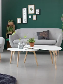 Stolik kawowy LEJRE 48x85cm biały/dąb