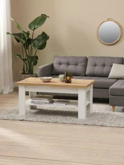 Stolik kawowy MARKSKEL 60x110 biały/dąb