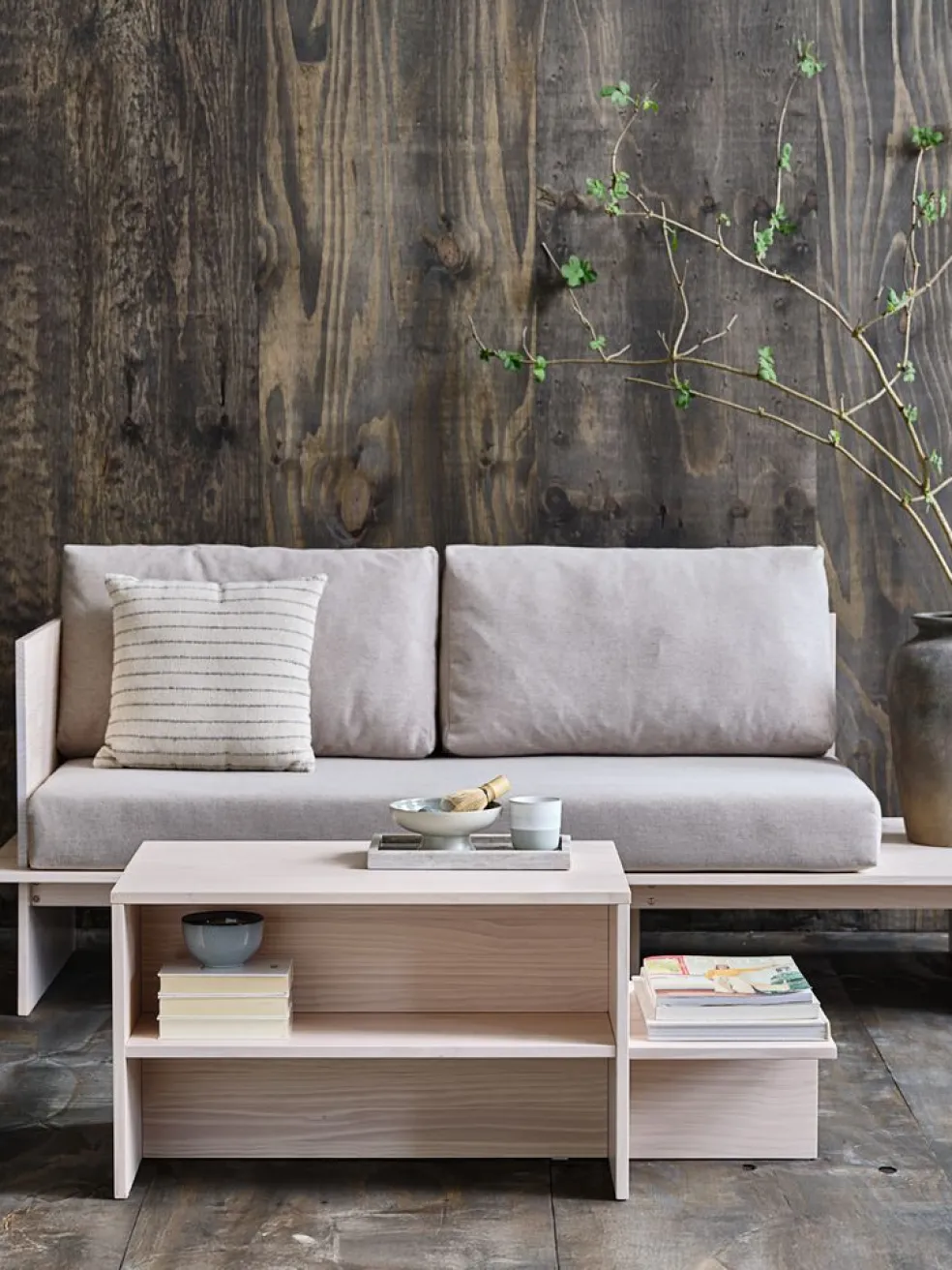 Stolik kawowy SOLLERUP 50x110 z półkami lita sosna