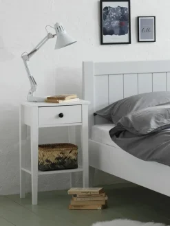 Stolik nocny NORDBY 1 szuflada 1 półka biały
