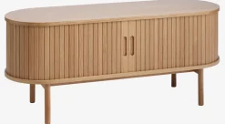 Stolik TV LYNGVIG 120cm 2 drzwi roletowe naturalny dąb