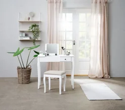 Taboret MALLING biały/szary tkanina