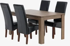 VEDDE D160 stół dąb dziki + 4 BAKKELY krzesło brąz
