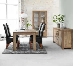 VEDDE D160 stół dąb dziki + 4 BAKKELY krzesło brąz