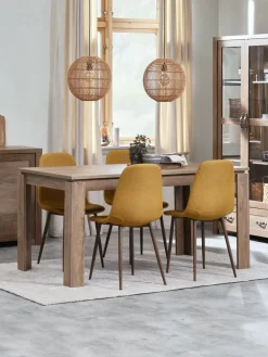 VEDDE D160 stół dąb dziki + 4 JONSTRUP curry/ciemny dąb