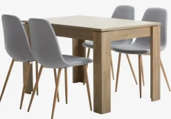 VEDDE D120 stół dąb dziki + 4 JONSTRUP krzesło szary/dąb