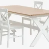 VISLINGE D190 stół natural + 4 EJBY krzesła biały