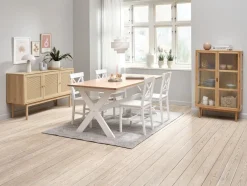 VISLINGE D190 stół natural + 4 EJBY krzesła biały