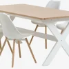 VISLINGE D190 stół natural + 4 KASTRUP krzesła biały