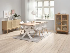 VISLINGE D190 stół natural + 4 KASTRUP krzesła biały