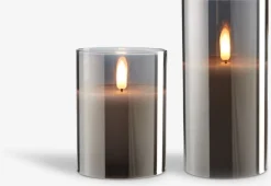 Świeca LED KLAUS Ś8xW10cm szary